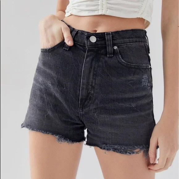 BDG Shorts Bdg Girlfriend High Waisted Washed Black Denim